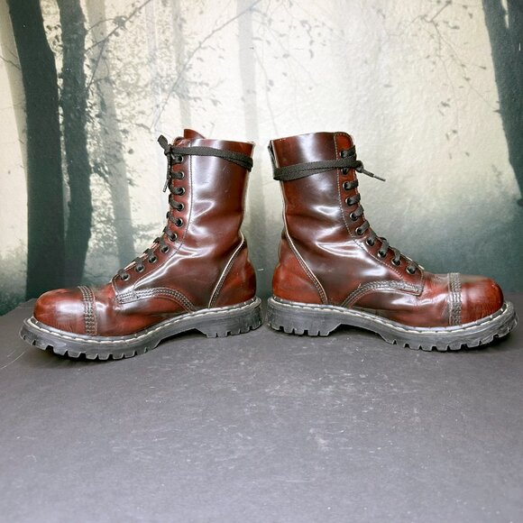GRIPFAST Derby Boot RARE Cherry Oxblood 10 Eye Steel Toe Womens US 8 Punk Oi Dr - Picture 8 of 11